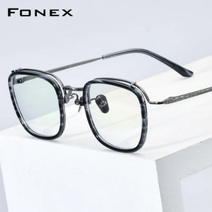 Acetate Titanium Eyeglasses Frame Men Vintage Square Prescription Glasses Women Spectacles Eyewear F85730