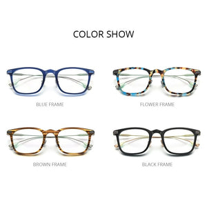 FONEX Acetate Titanium Eyeglasses Frame Men Retro Square Prescription Glasses Women  Vintage Myopia Optical Eyewear F85706