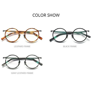 FONEX Acetate Titanium Glasses Frame Men  Retro Vintage Round Prescription Eyeglasses Women Spectacle Optical Eyewear F85676