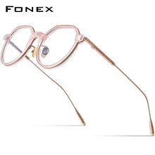 Load image into Gallery viewer, FONEX Acetate Titanium Glasses Frame Men Vintage Polygon Prescription Eyeglasses Women Myopia Optical Spectacles Eyewear LILAC