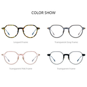 FONEX Acetate Titanium Glasses Frame Men Vintage Polygon Prescription Eyeglasses Women Myopia Optical Spectacles Eyewear LILAC