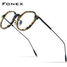 Load image into Gallery viewer, FONEX Acetate Titanium Glasses Frame Men Vintage Polygon Prescription Eyeglasses Women Myopia Optical Spectacles Eyewear LILAC
