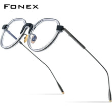 Load image into Gallery viewer, FONEX Acetate Titanium Glasses Frame Men Vintage Polygon Prescription Eyeglasses Women Myopia Optical Spectacles Eyewear LILAC