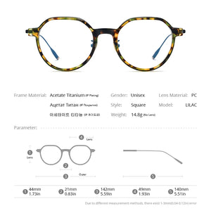 FONEX Acetate Titanium Glasses Frame Men Vintage Polygon Prescription Eyeglasses Women Myopia Optical Spectacles Eyewear LILAC