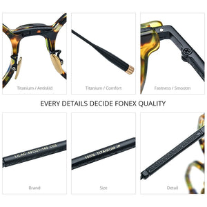 FONEX Acetate Titanium Glasses Frame Men Vintage Polygon Prescription Eyeglasses Women Myopia Optical Spectacles Eyewear LILAC