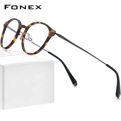 Acetate Titanium Glasses Frame Women Vintage Round Prescription Eyeglasses Men Myopia Optical Spectacles Eyewear BY88003