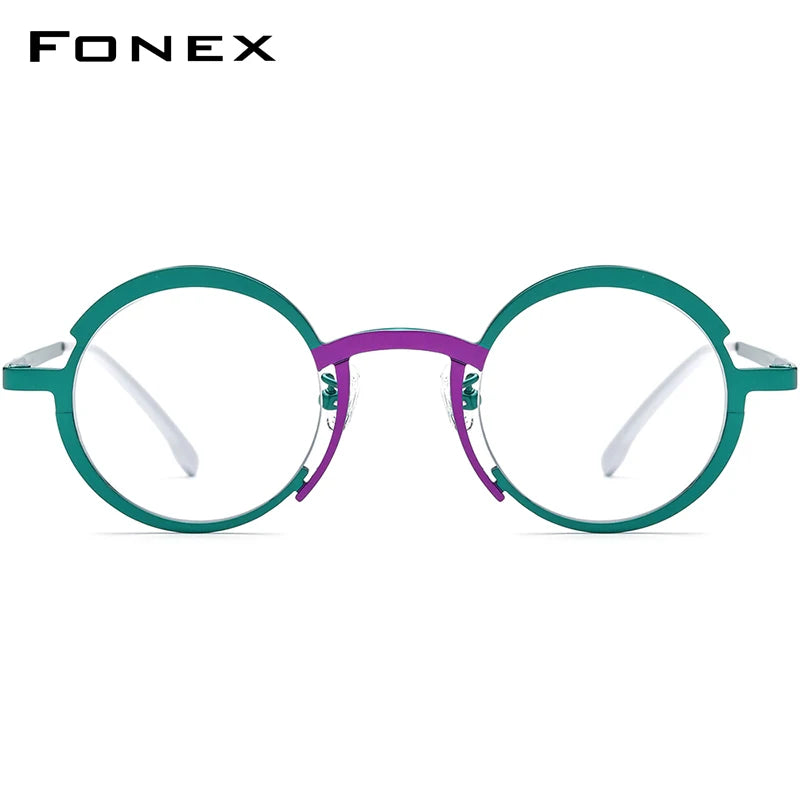 Colorful Titanium Eyeglasses Frame Women Retro Round Prescription Glasses Myopia Optical Eyewear F85773
