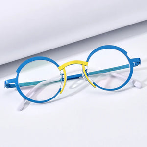 Colorful Titanium Eyeglasses Frame Women Retro Round Prescription Glasses Myopia Optical Eyewear F85773