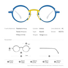 Load image into Gallery viewer, Colorful Titanium Eyeglasses Frame Women Retro Round Prescription Glasses Myopia Optical Eyewear F85773