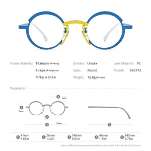 Colorful Titanium Eyeglasses Frame Women Retro Round Prescription Glasses Myopia Optical Eyewear F85773