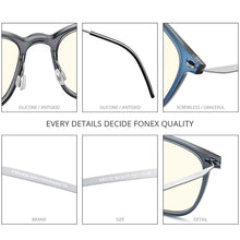 Load image into Gallery viewer, FONEX Computer Glasses Women 2020 Anti Blue Light Blocking Eyeglasses Men Screwless Eyewear FAB010  (Nylon Frame B Titanium Arm)