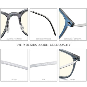 FONEX Computer Glasses Women 2020 Anti Blue Light Blocking Eyeglasses Men Screwless Eyewear FAB010  (Nylon Frame B Titanium Arm)