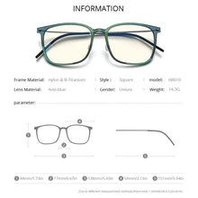 Load image into Gallery viewer, FONEX Computer Glasses Women 2020 Anti Blue Light Blocking Eyeglasses Men Screwless Eyewear FAB010  (Nylon Frame B Titanium Arm)