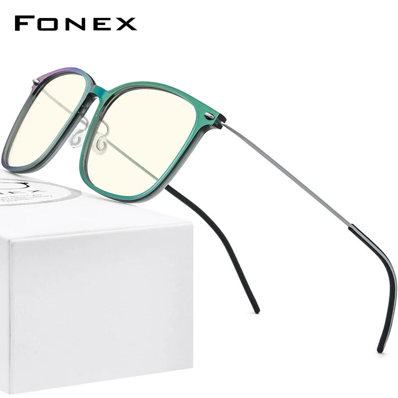 FONEX Computer Glasses Women 2020 Anti Blue Light Blocking Eyeglasses Men Screwless Eyewear FAB010  (Nylon Frame B Titanium Arm)