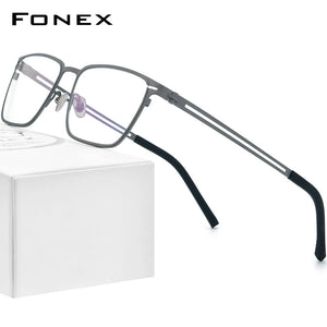 FONEX Pure Titanium Glasses Frame Men Square Eyewear   Male Classic Full Optical Prescription Eyeglasses Frames F85779