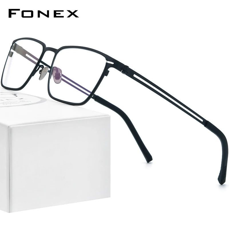 FONEX Pure Titanium Glasses Frame Men Square Eyewear   Male Classic Full Optical Prescription Eyeglasses Frames F85779