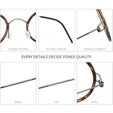 Load image into Gallery viewer, FONEX Titanium Alloy Glasses Frame Men Round Myopia Optical Women Prescription Eyeglasses  Korean Screwless Eyewear 98636