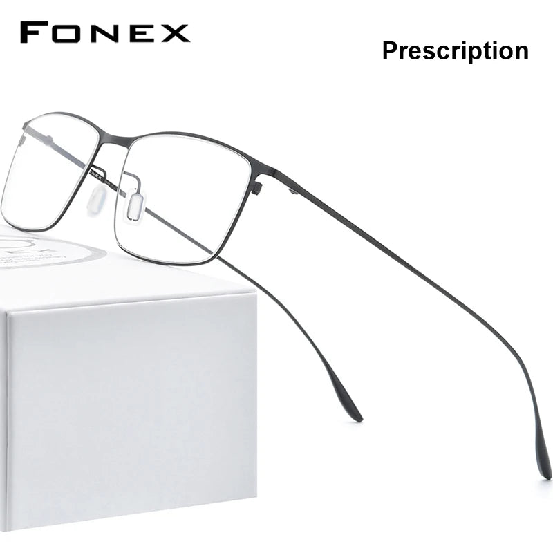 FONEX Titanium Alloy Glasses Frame Men Square Myopia Prescription Eyeglasses Frames 2020  Full Optical Korean Eyewear 8105