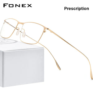 FONEX Titanium Alloy Glasses Frame Men Square Myopia Prescription Eyeglasses Frames 2020  Full Optical Korean Eyewear 8105