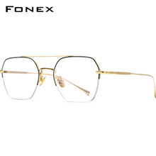 Load image into Gallery viewer, FONEX Titanium Glasses Frame Men    Semi Rimless Oversize Square Prescription Eyeglasses Half Optical Frame Eyewear F85699