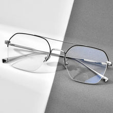 Load image into Gallery viewer, FONEX Titanium Glasses Frame Men    Semi Rimless Oversize Square Prescription Eyeglasses Half Optical Frame Eyewear F85699