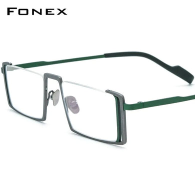 FONEX Titanium Glasses Frame Men Retro Square Prescription Eyeglasses Men's Vintage Myopia Optical Half Rim Eyewear F85780