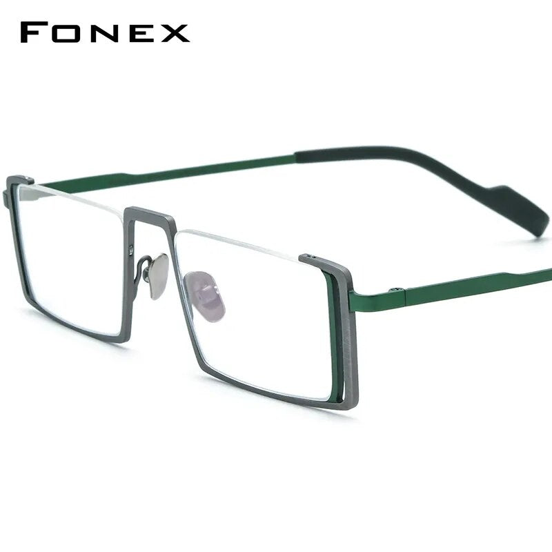FONEX Titanium Glasses Frame Men Retro Square Prescription Eyeglasses Men's Vintage Myopia Optical Half Rim Eyewear F85780