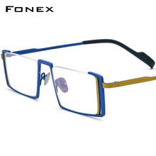 Load image into Gallery viewer, FONEX Titanium Glasses Frame Men Retro Square Prescription Eyeglasses Men&#39;s Vintage Myopia Optical Half Rim Eyewear F85780