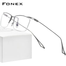 Load image into Gallery viewer, FONEX Titanium Glasses Frame Men Semi Rimless Square Prescription Eyeglasses Men&#39;s Half Rim Myopia Optical Frame Eyewear ACTFour