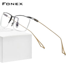 Load image into Gallery viewer, FONEX Titanium Glasses Frame Men Semi Rimless Square Prescription Eyeglasses Men&#39;s Half Rim Myopia Optical Frame Eyewear ACTFour