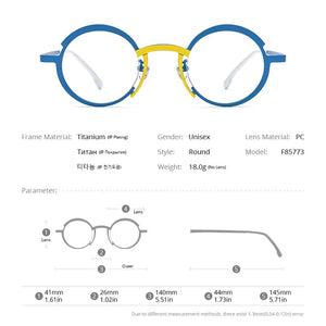 FONEX Titanium Glasses Frame Women     Retro Fashion Colorful Round Prescription Eyeglasses Myopia Optical Eyewear F85773