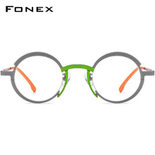 Load image into Gallery viewer, FONEX Titanium Glasses Frame Women     Retro Fashion Colorful Round Prescription Eyeglasses Myopia Optical Eyewear F85773