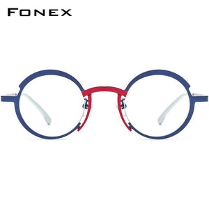 FONEX Titanium Glasses Frame Women     Retro Fashion Colorful Round Prescription Eyeglasses Myopia Optical Eyewear F85773