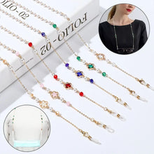 Carica l&#39;immagine nel visualizzatore di Gallery, Adjustable Pearl Anti Slip Colorful Beads Sunglasses Lanyards Glasses Chain Necklace Strap