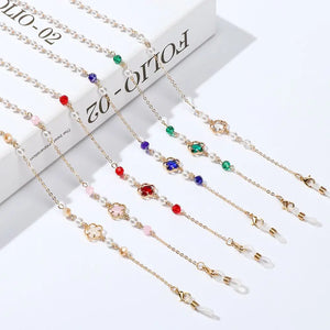 Adjustable Pearl Anti Slip Colorful Beads Sunglasses Lanyards Glasses Chain Necklace Strap