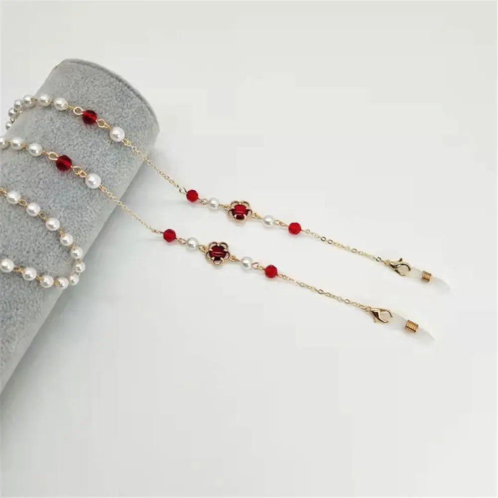 Adjustable Pearl Anti Slip Colorful Beads Sunglasses Lanyards Glasses Chain Necklace Strap