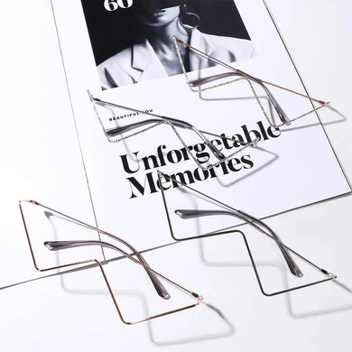 All-matching Lensless Triangle Glasses Frame Delicate Vintage Metal Earwear Shiny Rhinestone Unisex Facial Decoration