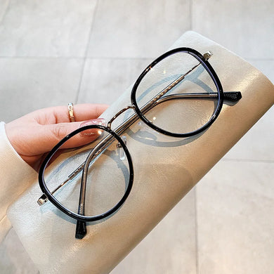 Anti Blue Light Glasses Frame Men Women Metal Glasses Frames Vintage Optical Eyeglasses Black Spectacles Big