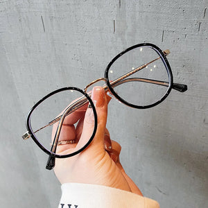 Anti Blue Light Glasses Frame Men Women Metal Glasses Frames Vintage Optical Eyeglasses Black Spectacles Big