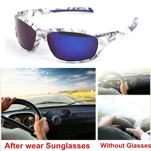 Camo Polarized Sunglasses Men Women Stress-Resistant Lenses Wind Sand Proof Dark Sun Glasses Male Fishing Cycling UV400