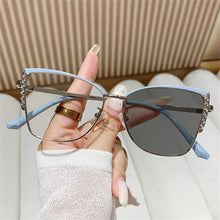 Load image into Gallery viewer, Cat Eye Glasses Ultra-light Glasses Frame Retro Photochromic Eyeglasses Anti-blue Light Eyewear Metal Color-changing