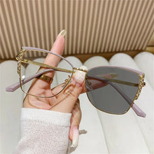 Load image into Gallery viewer, Cat Eye Glasses Ultra-light Glasses Frame Retro Photochromic Eyeglasses Anti-blue Light Eyewear Metal Color-changing