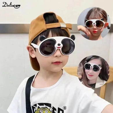Cute Children Cartoon Panda Silicone Sunglasses Outdoor Personality Street Shooting Sunscreen UV Protection Sunglasses