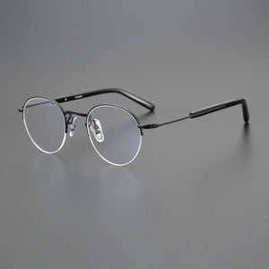 Fashion Half Frame Glasses Frame Men Women Round Titanium Optical Prescription Eyeglasses Myopia Spectacles Read Eyewear Unisex