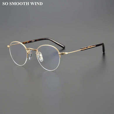Fashion Half Frame Glasses Frame Men Women Round Titanium Optical Prescription Eyeglasses Myopia Spectacles Read Eyewear Unisex