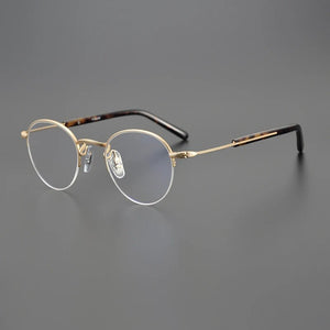 Fashion Half Frame Glasses Frame Men Women Round Titanium Optical Prescription Eyeglasses Myopia Spectacles Read Eyewear Unisex