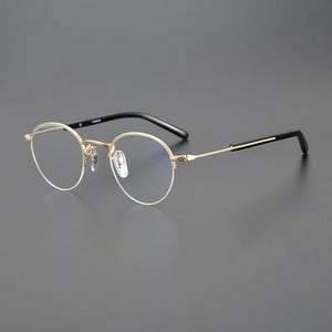 Fashion Half Frame Glasses Frame Men Women Round Titanium Optical Prescription Eyeglasses Myopia Spectacles Read Eyewear Unisex