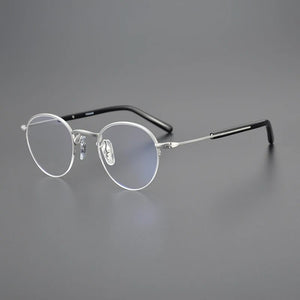 Fashion Half Frame Glasses Frame Men Women Round Titanium Optical Prescription Eyeglasses Myopia Spectacles Read Eyewear Unisex