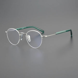 Fashion Half Frame Glasses Frame Men Women Round Titanium Optical Prescription Eyeglasses Myopia Spectacles Read Eyewear Unisex
