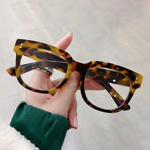 Leopard Print Eyewear Anti-UV Blue Rays Glasses Square Frame Computer Goggles Transparent Eyeglasses Vision Care